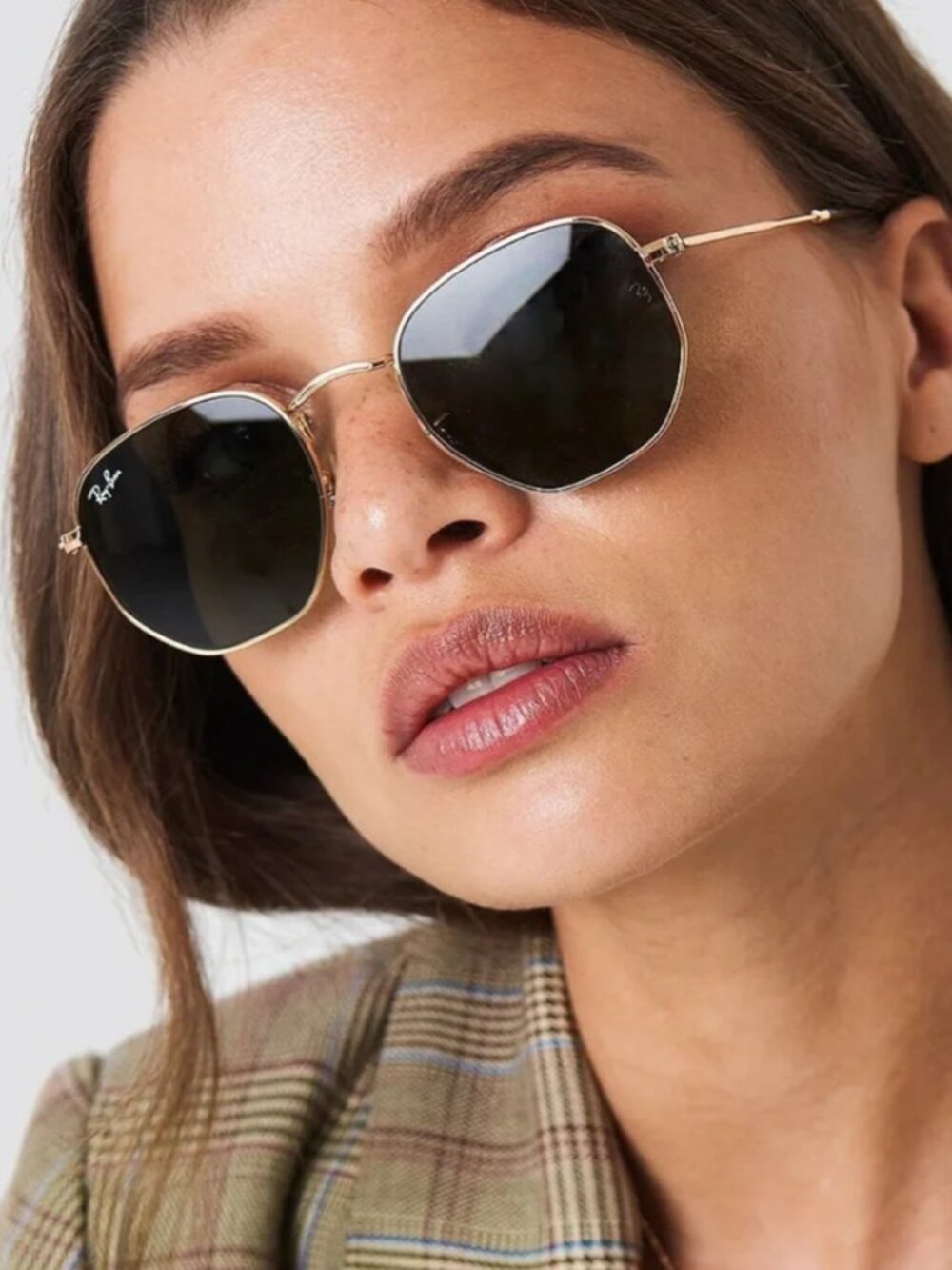 Ray-Ban RB3548N Hexagonal Metal Sunglasses 54mm Gold Green G15 Lenses